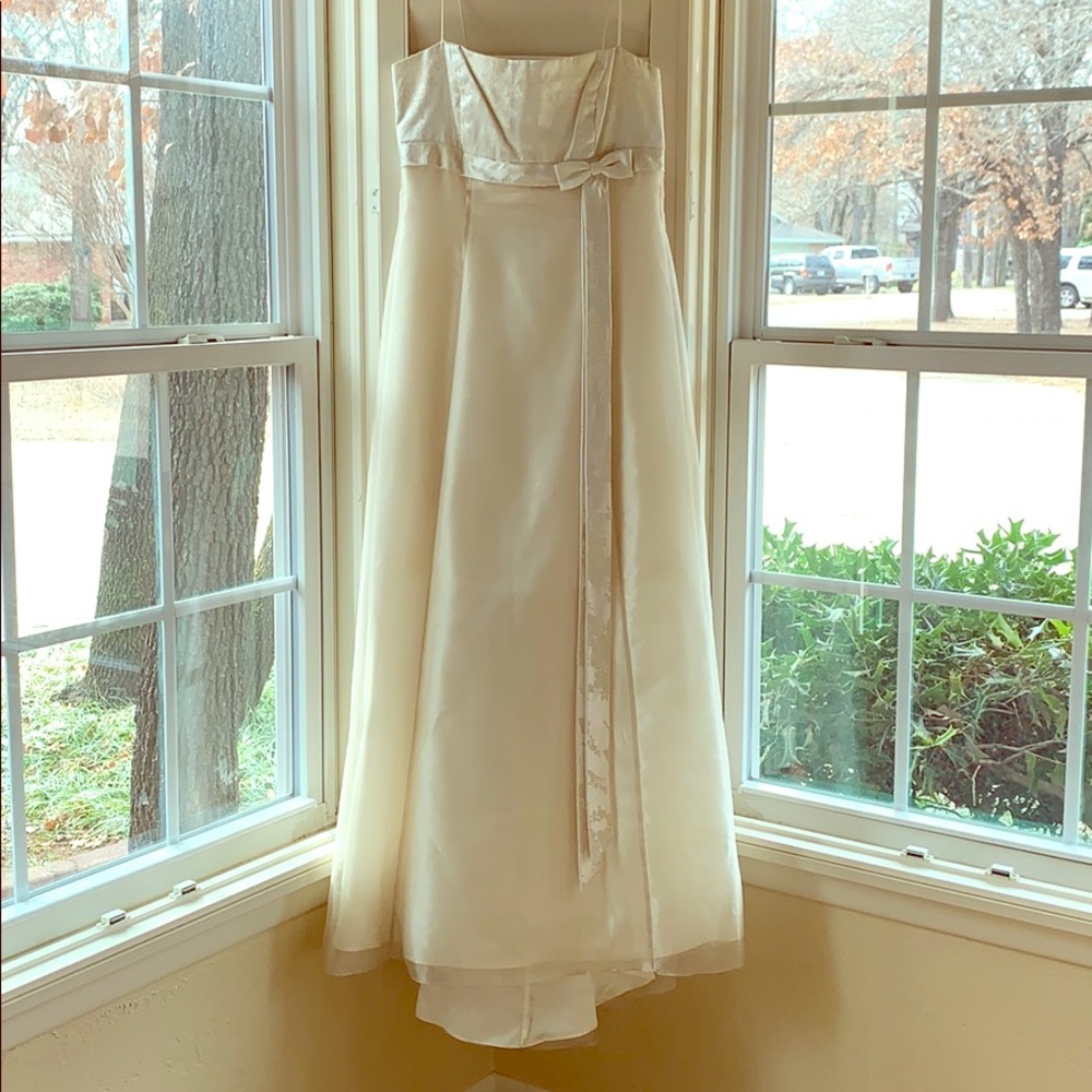 Cream Colored, Spaghetti Strap, A-line Formal Gown